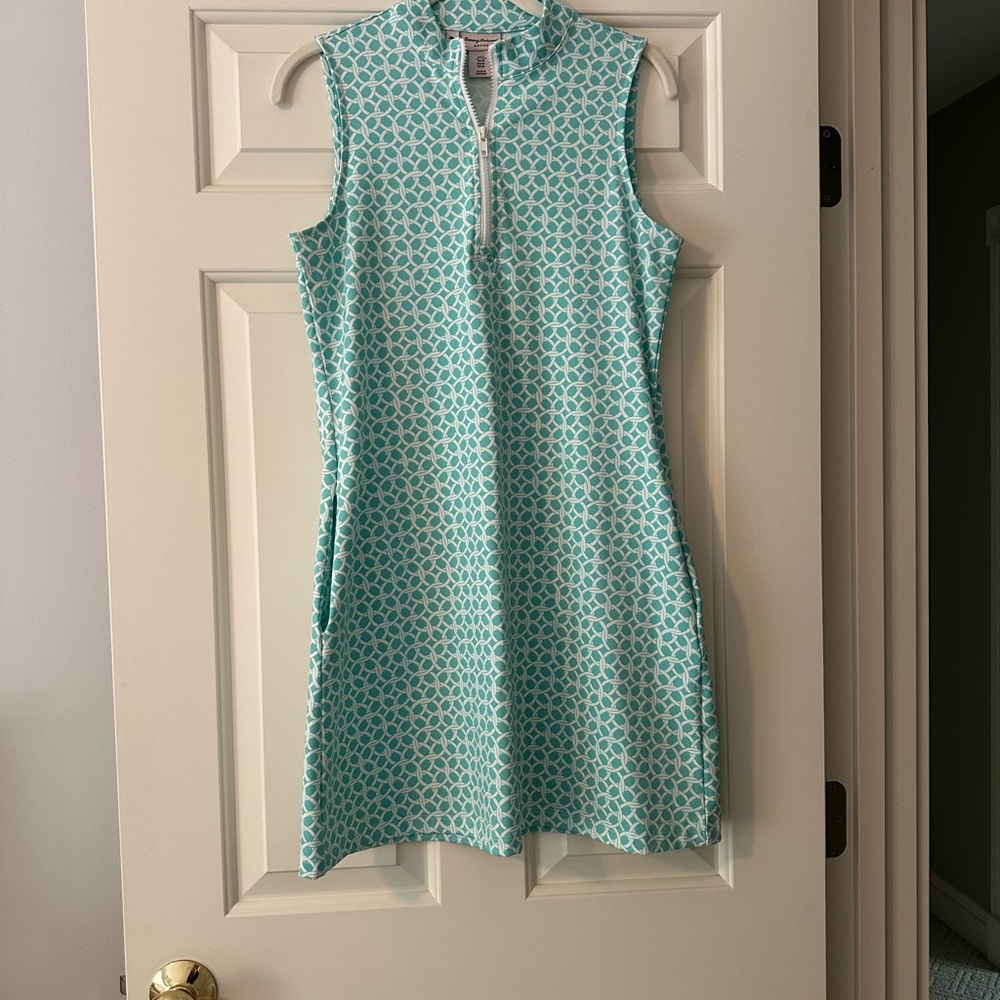 Tommy Bahama Sleeveless Aqua Patterned Dress